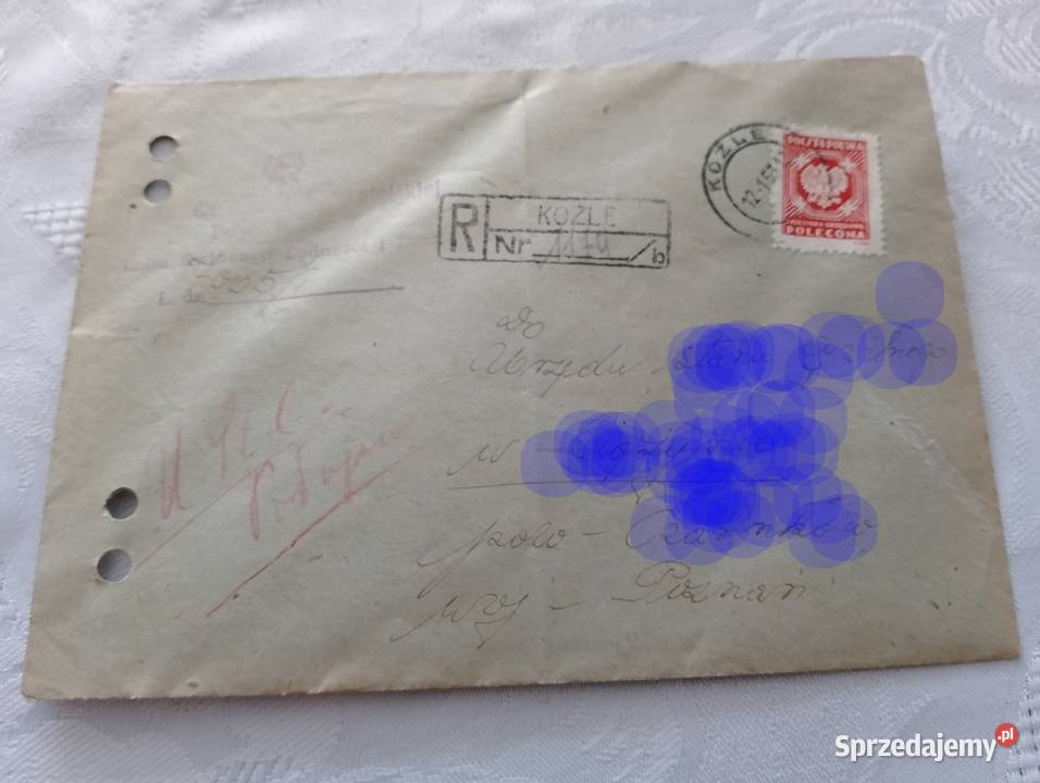KOPERTA polecona z 1953 roku ze znaczkiem Poczty