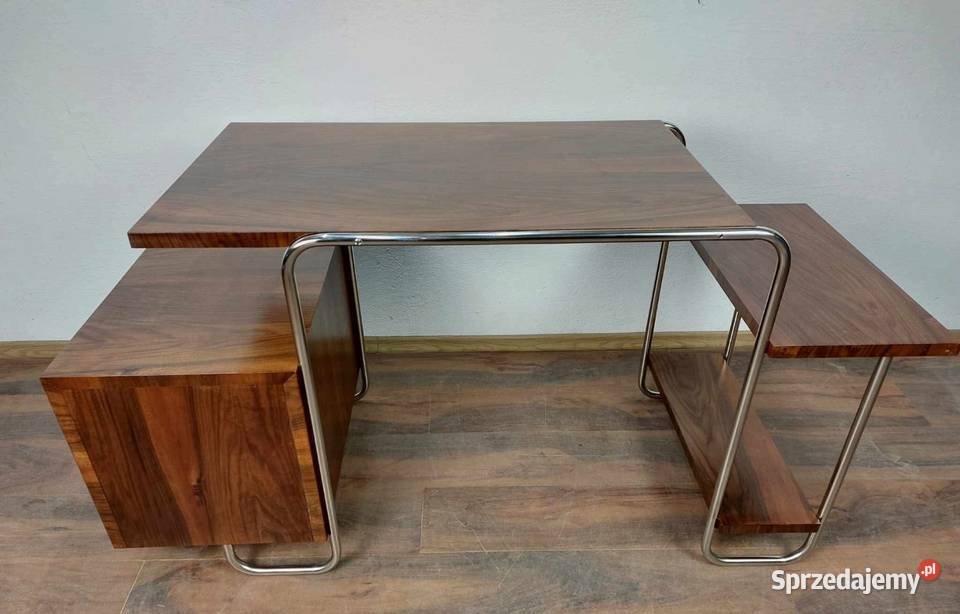 Biurko okleina orzech lakierowane polpolysk ICA mazowieckie Warszawa