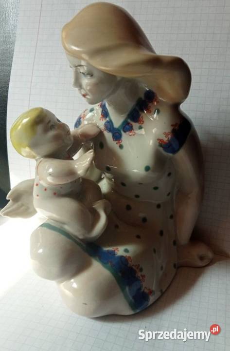 Stara figurka porcelany Matka z dzieckiem Grójec