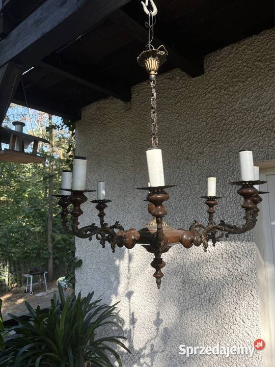 Żyrandol Mosiężnoporcelanowy 8 żarówek mazowieckie Warszawa