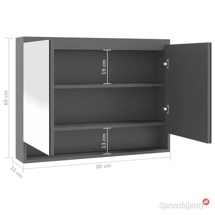 Szafka łazienkowa z lustrem 80x15x60 MDF szary z Warszawa