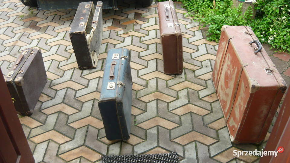 Walizki zestaw 5 stare tekurowe podróżne PRL podlaskie Sokółka