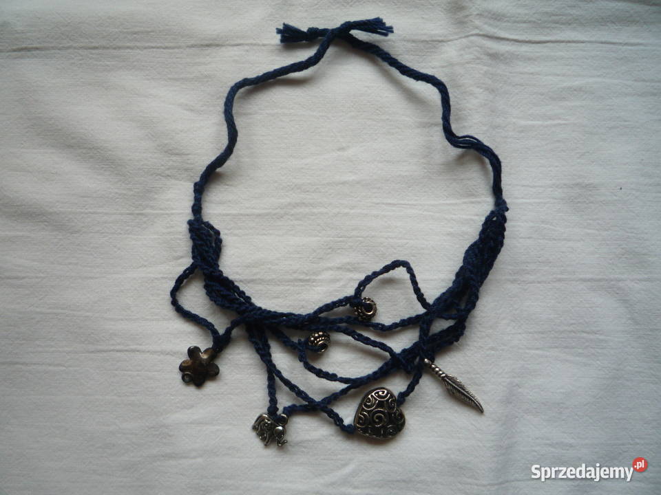 Bransoletka sznurkowa Granatowa z charmsami słoń Szczecin