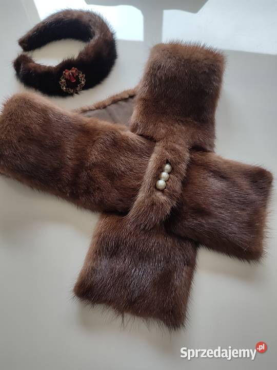 Szalik i opaska z prawdziwej norki elegancja i pomorskie