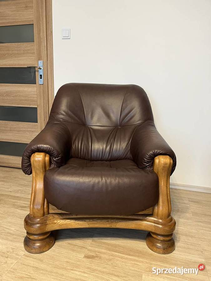 Fotele dębowe skóra cielęca 93cm Brodnica