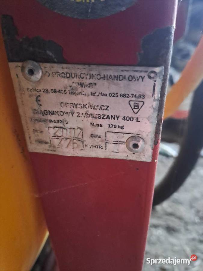 Opryskiwacz 400l Kwas nieuszkodzony Zawieszane Chłaniówek