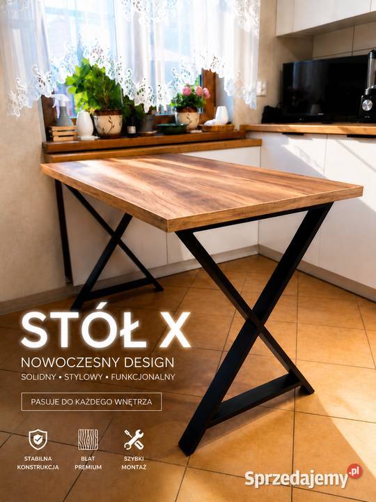 Stół loft kuchenny 120x70 | Złoty dąb | Własna produkcja