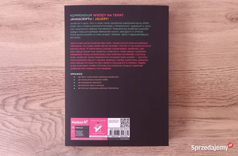 Frontend strony internetowe Javascript i JQuery Rok wydania 2018