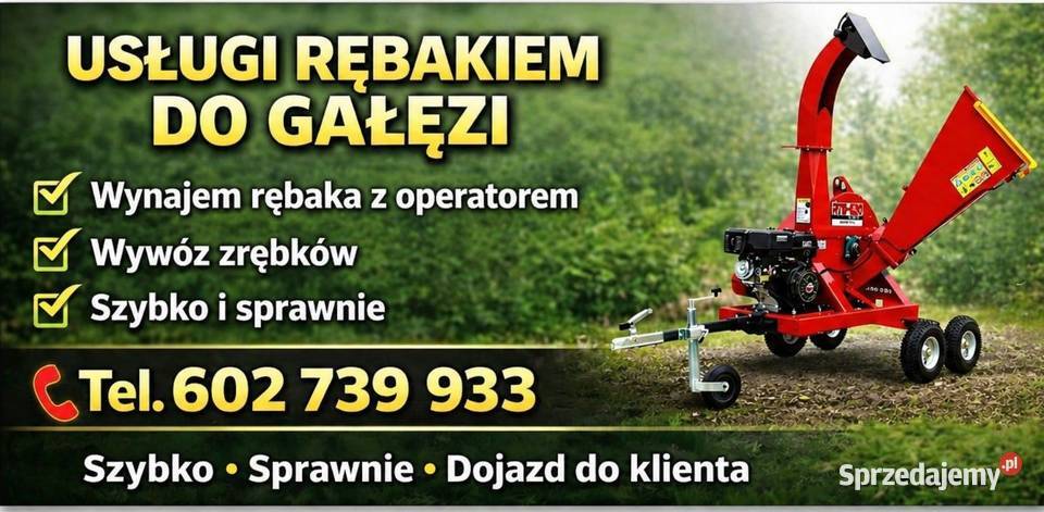Usługi rębakiem Karczowanie i usuwanie drzew Działdowo