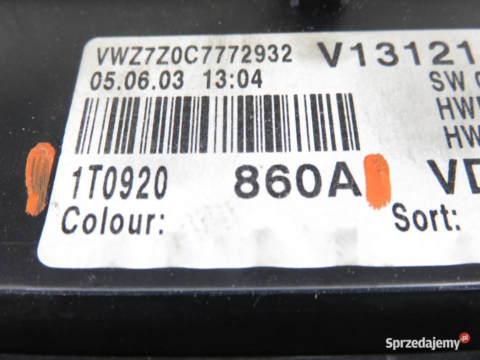 LICZNIK VW TOURAN I 19 TDI PD 100 AVQ 1T0920860A