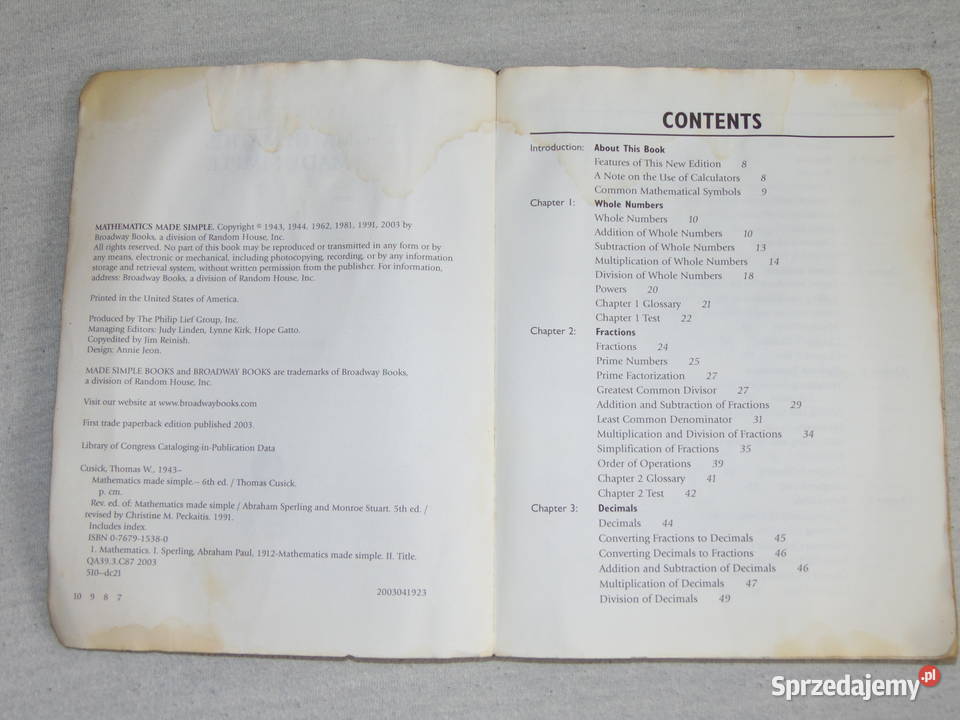 Mathematics Made Simple Thomas Cusick Rok wydania 2003 lubelskie Lublin