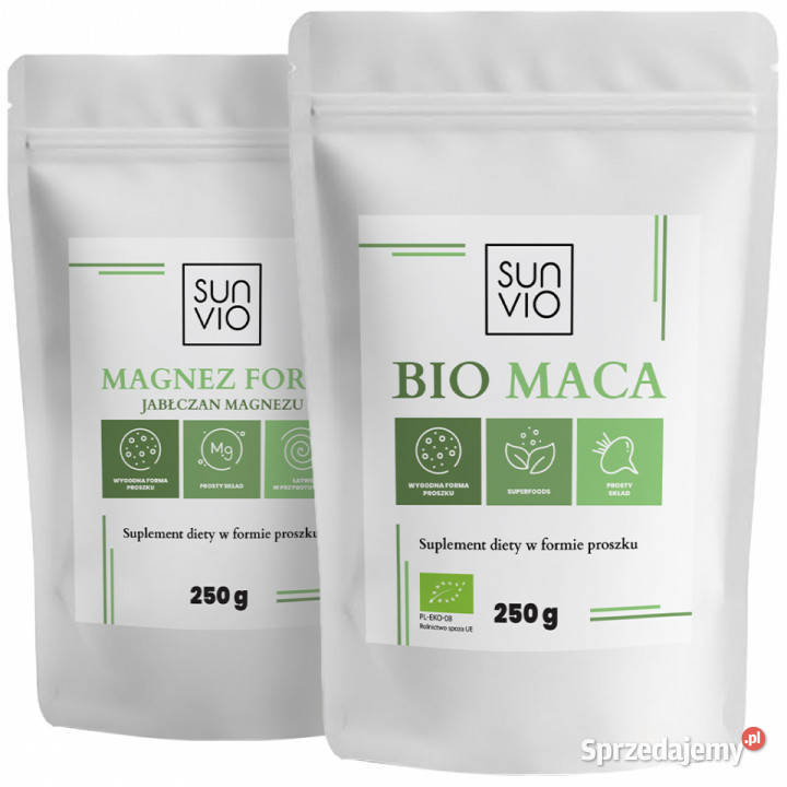 SunVio Bio Maca 250g Jabłczan magnezu 250g Brzozów