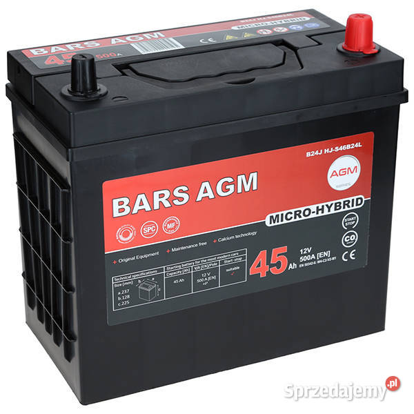 Akumulator Bars HYBRID AGM LINE 12V 45Ah 500A P osobowe Akumulatory Jelcz-Laskowice