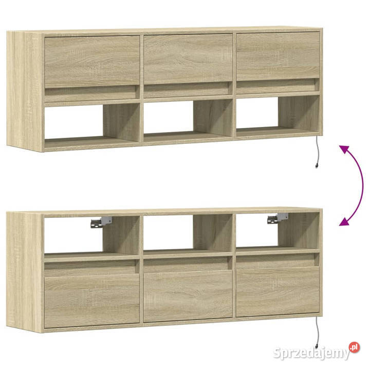 Ścienna szafka TV z LED dąb sonoma 130x31x45 mazowieckie Warszawa