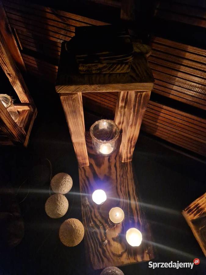 Rustykalny lampion z drewna z odzysku Handmade