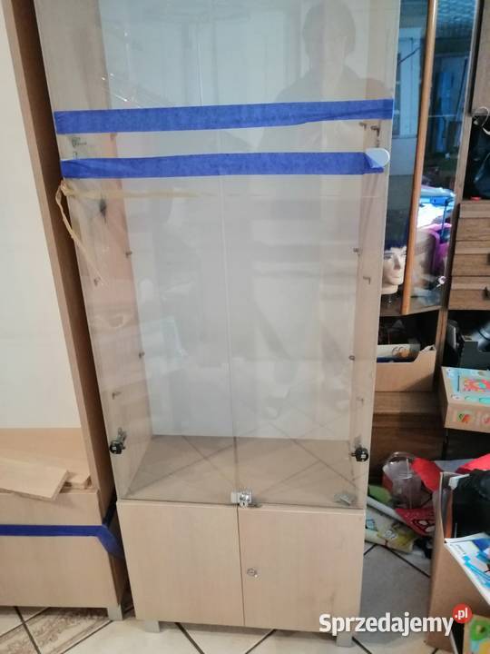 Regał z płyty jasny półki ze szkła sklepowy sprzedam