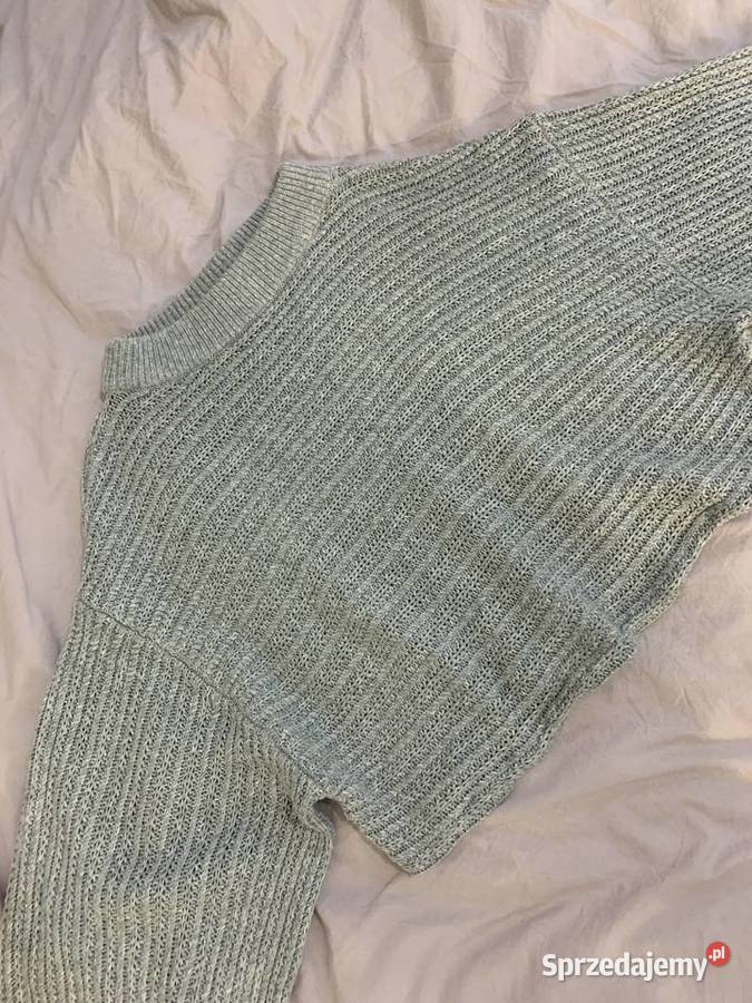 Sweter szary krótki pleciony oversize HIT Jasło