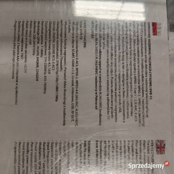 Dekoder DVBT 2 Esperanza nowy TV i Video Sosnowiec
