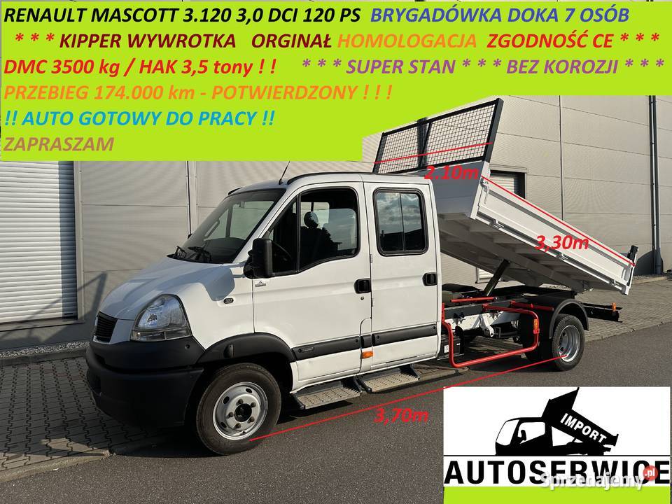RENAULT MASCOTT 3120 30 DCI BRYGADÓWKA KIPPER sprowadzony wielkopolskie Piekarzew sprzedam