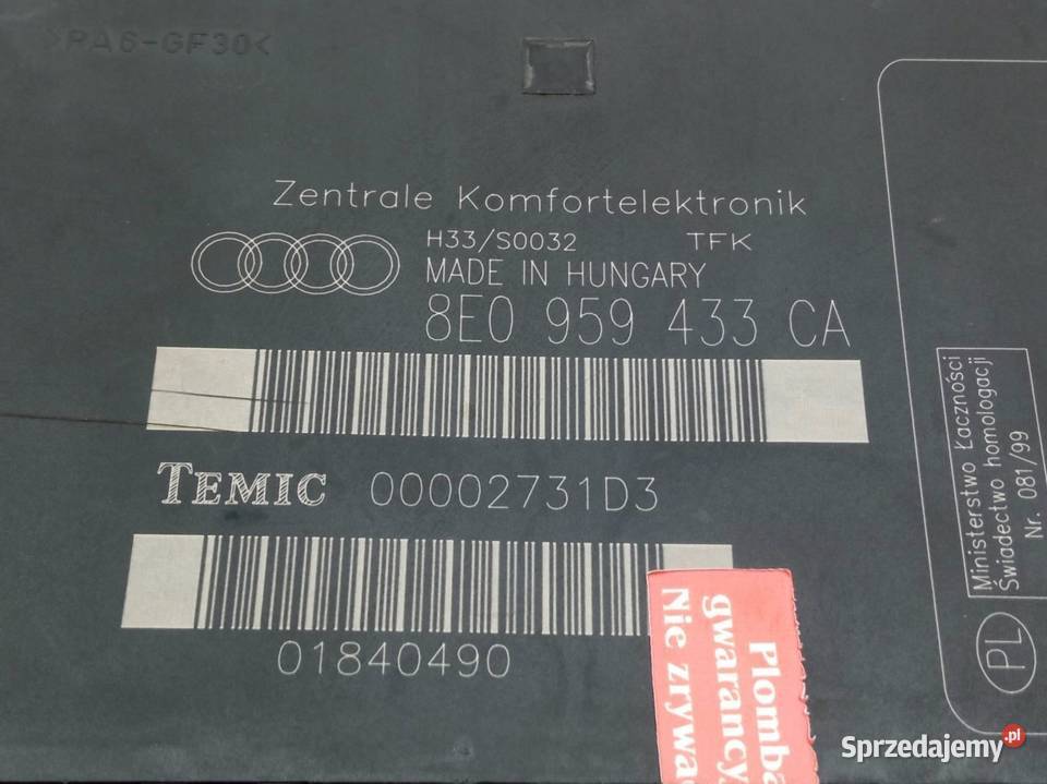 MODUŁ KOMFORTU 8E0959433CA Audi A4 III 20042008 Rok produkcji 2005 świętokrzyskie