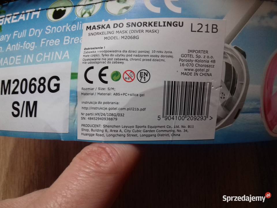 Maska do snorkelingu nurkowania pełnotwarzowa SM Bydgoszcz sprzedam