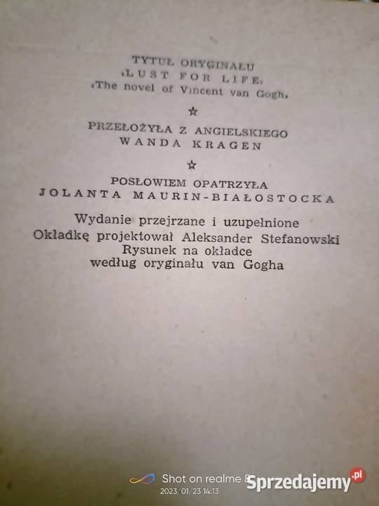 Pasja życia Stone biografia malarza Van Gogh Warszawa sprzedam