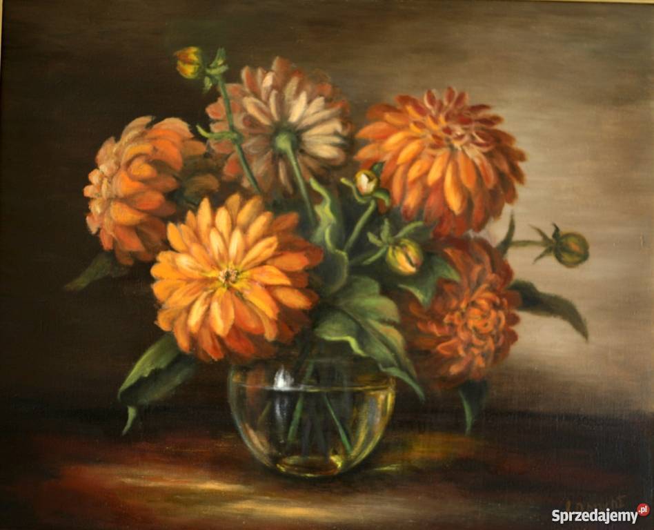 Kwiaty Żółte tulipany obraz olejny 50X60 Nowy Sącz
