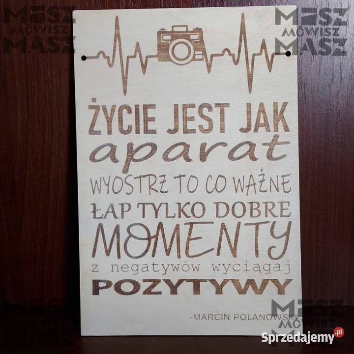 Plakat drewniany Życie jest aparat Prezent