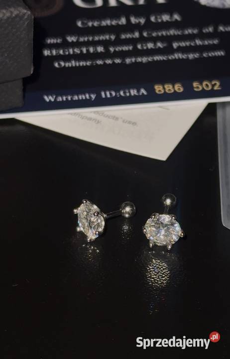 Kolczyki moissanite earrings sztyfty vvs1 srebro dolnośląskie