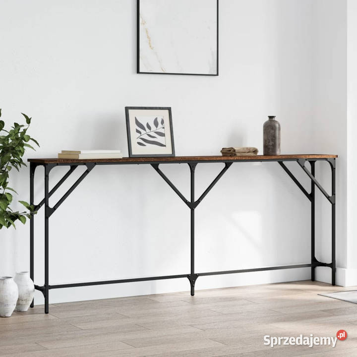 Stolik konsolowy brązowy dąb 180x23x75 WM837771 Warszawa