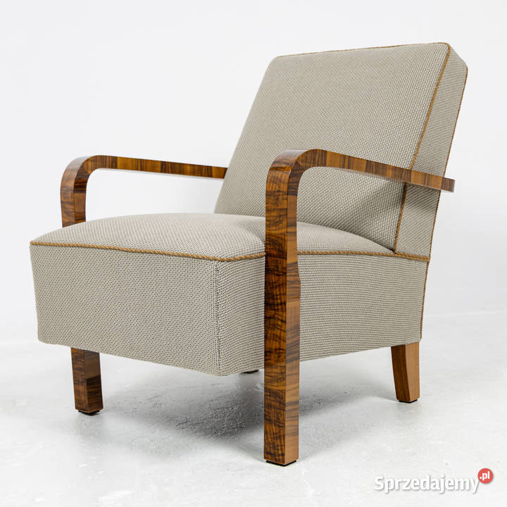Komplet Art Deco Modernizm Dwa Fotele i Dwa Pufy Meble Swarzędz