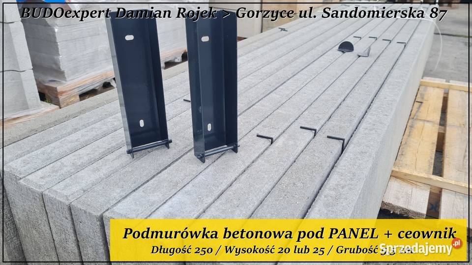 Betonowa podmurówka pod panel 250x25x5 GRAFIT Ogrodzenia i bramy Stalowa Wola