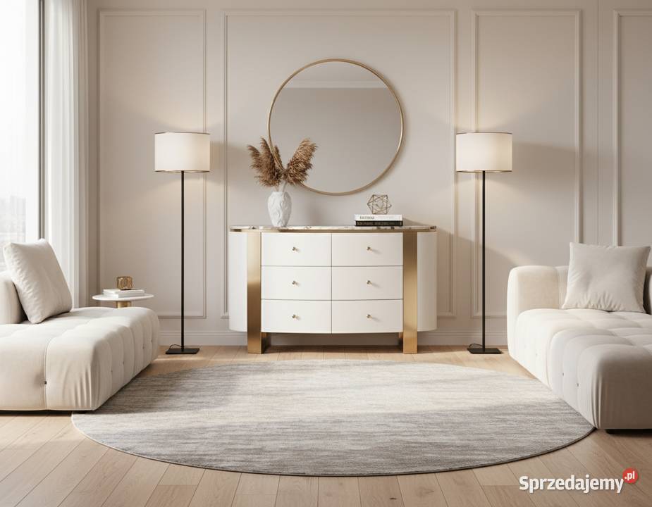 Komoda biała na złotych nogach z kamiennym małopolskie Golkowice