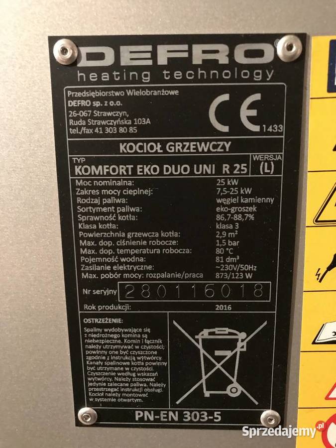 Kocioł grzewczy Defro komfort eko duo uni R 25 z ekogroszek Piece i kominki warmińsko-mazurskie Lubawa
