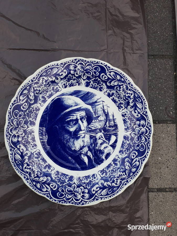 Duży talerz Boch Belgium w stylu Delft sygnowany Warszawa sprzedam
