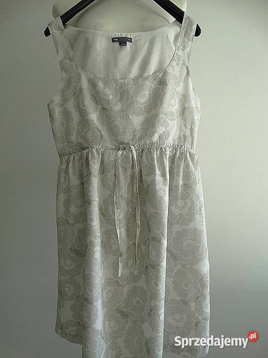 Sukienka GAP Lniana Len Bawełna Kremowa Modny Łomża