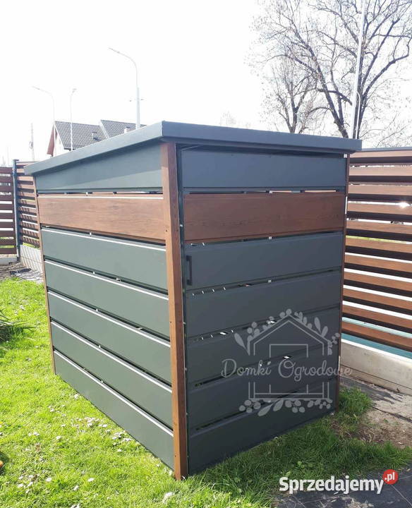 Wiata śmietnikowa spad tył 13x2m zielona drewno