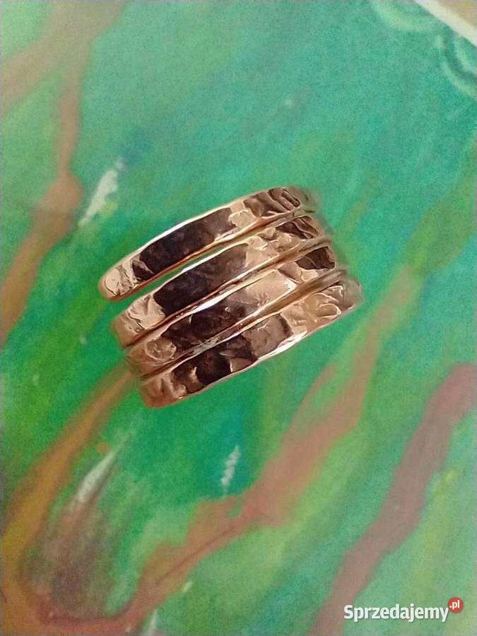 Pierścionek obrączka spirala czysta miedź