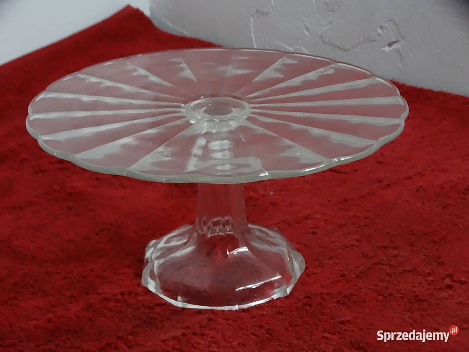 Szklana Patera na Ciasto Owoce Vintage Biłgoraj