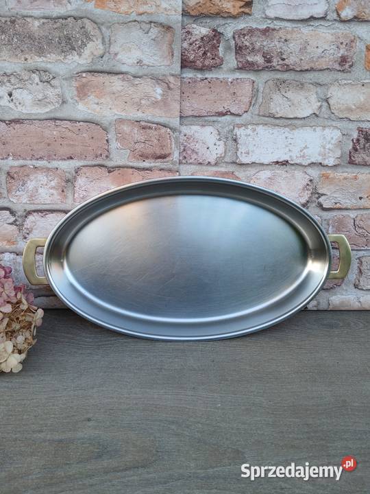 Duża miedziana patelnia do serwowania grube dno mazowieckie