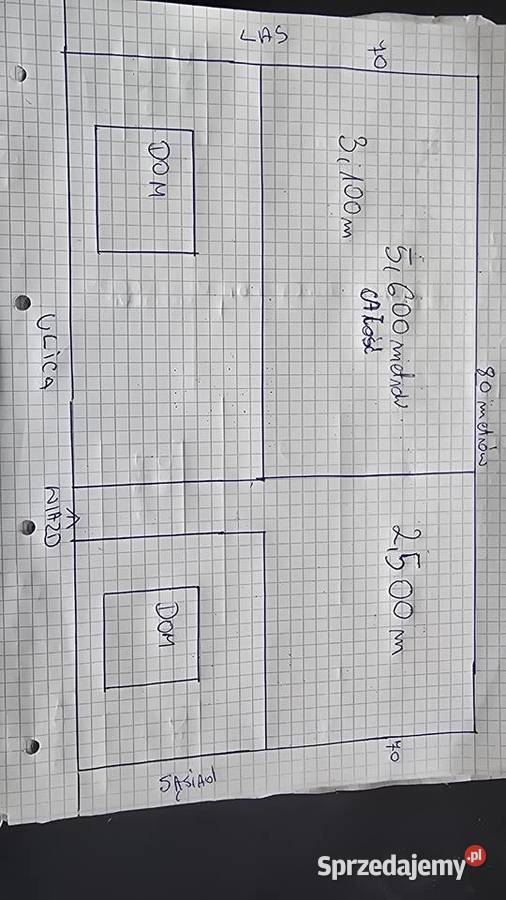 działka pod budowę domu szeroka długa pod lasem Sprzedaż