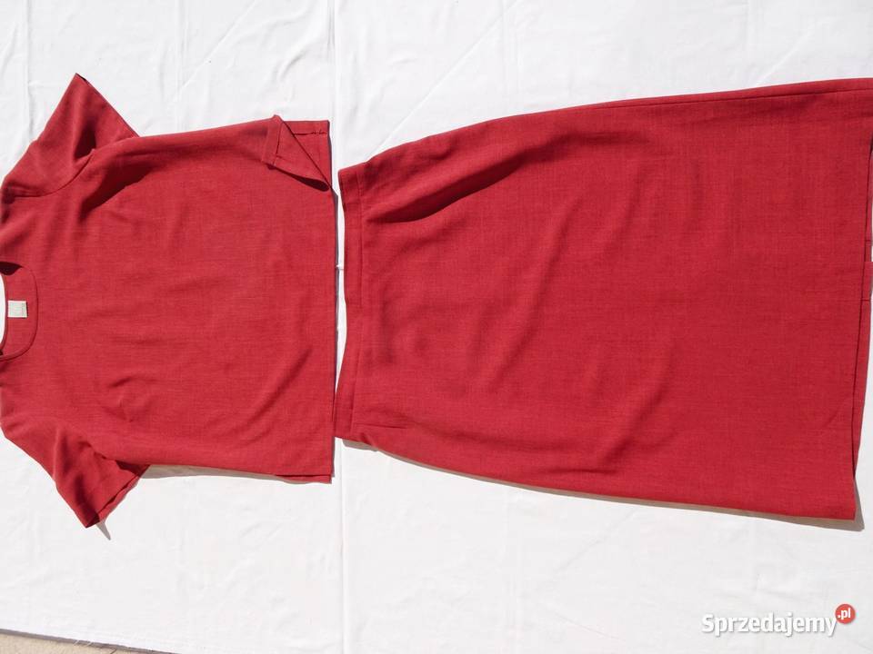 Komplet Garsonka Bluzka Spódnica Koralowa 44 46