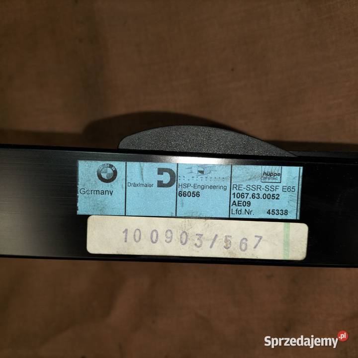 Mechanizm rolety tylnej lewej szyby BMW E65 NIE Poręba sprzedam