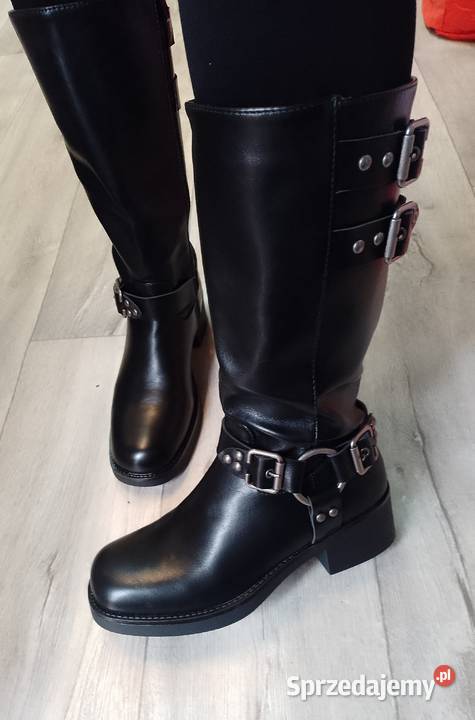 40 Czarne zdobione Kozaki oficerki biznesowe Kozaki