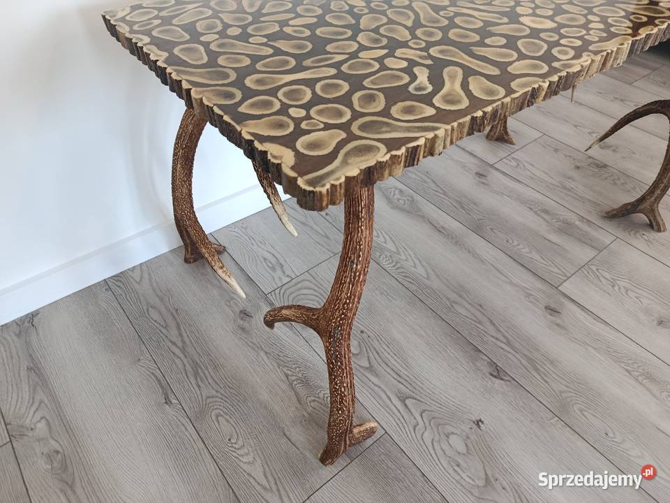 Duży Stół Myśliwski z Poroża Jelenia Brodnica