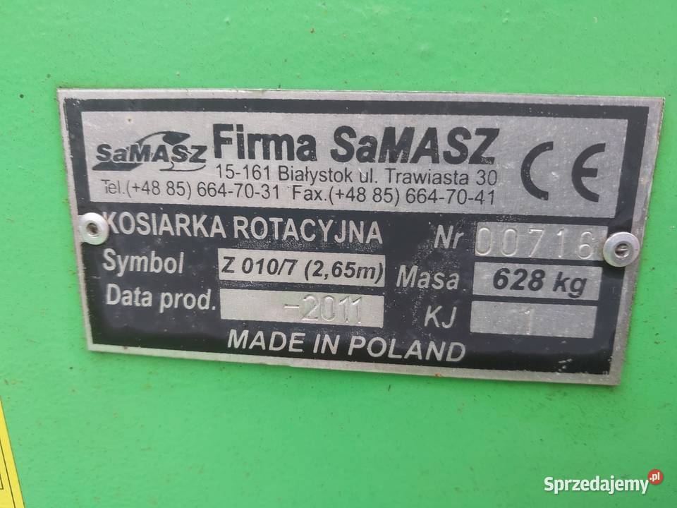 Kosiarka rotacyjna czołowa 26m samasz łódzkie Piotrków Trybunalski