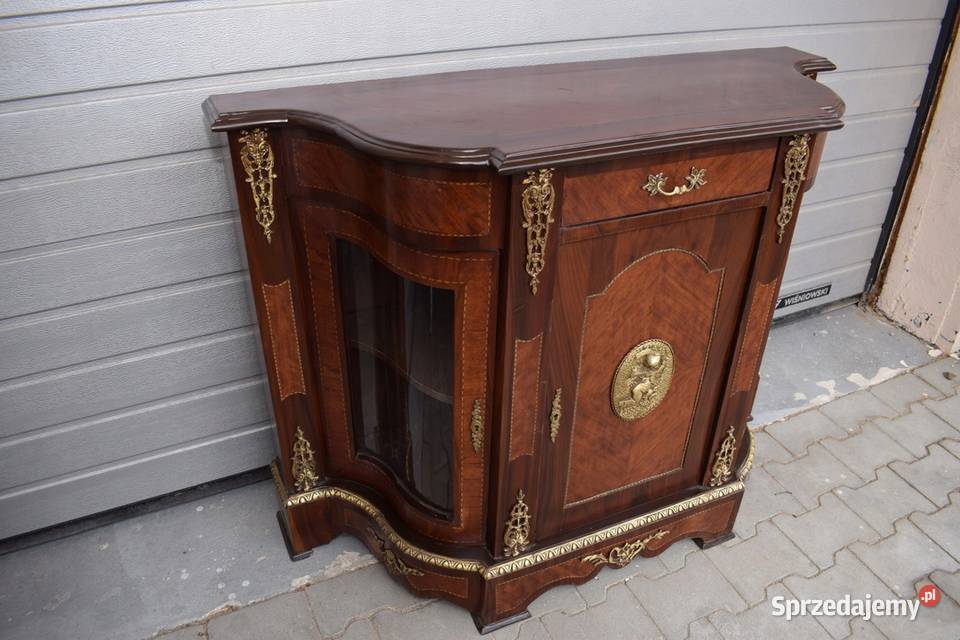 Francuska Komoda Empire Drewno Brąz Gięte Szyby małopolskie Kraków
