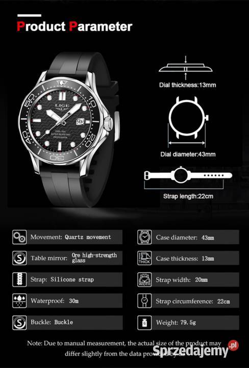 Zegarek męski sportowy Lige styl nurka Seamaster Zegarki lubuskie Gorzów Wielkopolski