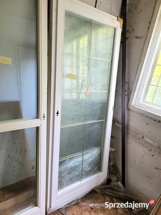 okno drzwi drewniane balkonowe 95x221 2 sztuki Drzwi balkonowe i tarasowe opolskie