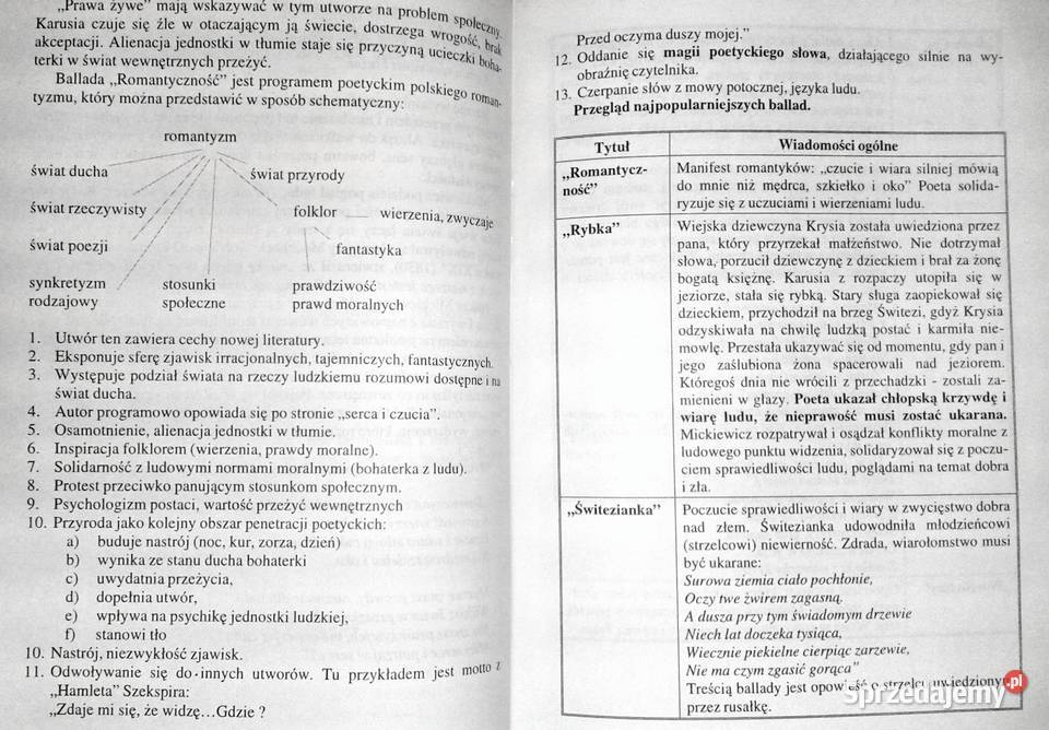 Ściąga Język polski 6 Romantyzm Tersa Bojczewska Chełm